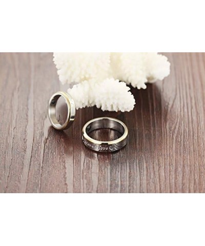 2pcs "Forever Love" Stainless Steel Promise Rings for Couple Wedding Engagement Band (Pack in Box) Men Size 7 & Women Size 8 ...