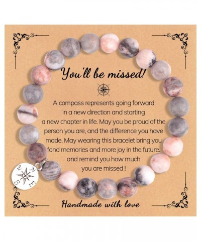 Natural Stone Compass Bracelet Encouragement Healing Gifts for Women You Will Be Missed Farewell Thank You Retirement Graduat...