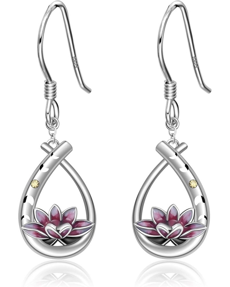 Dangle Earrings 925 Sterling Silver Flower Earrings for Women Lily Lotus Dangle Earrings Lightweight Dangle Earrings Mother's...