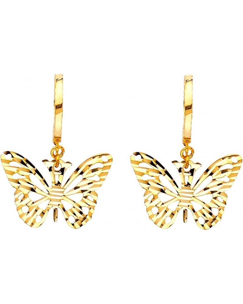 14k REAL Yellow Gold Butterfly Fancy Drop Earrings $77.44 Earrings