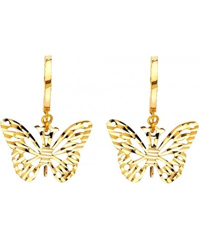 14k REAL Yellow Gold Butterfly Fancy Drop Earrings $77.44 Earrings