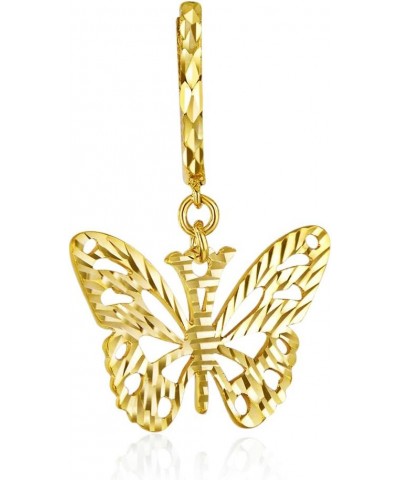 14k REAL Yellow Gold Butterfly Fancy Drop Earrings $77.44 Earrings