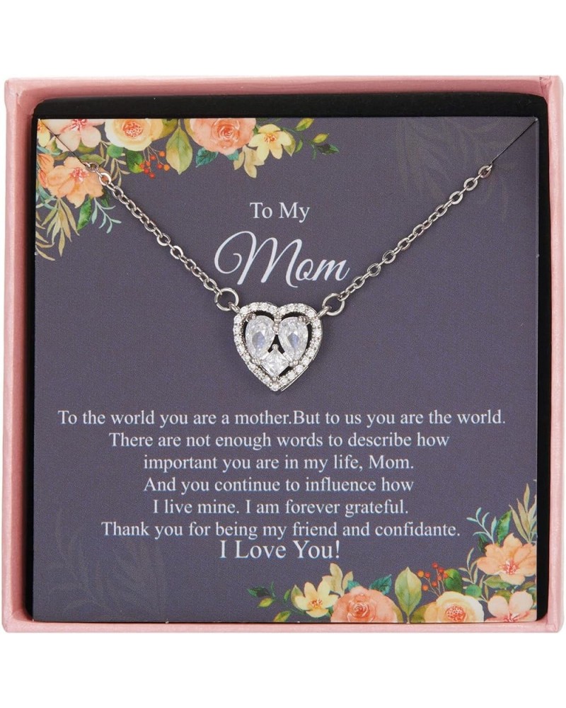 To My Mom Necklace Mother's Day Gift for Mom CZ Love Heart Pendant Necklace Cubic Zircon Jewelry Necklace for Mom Birthday Mo...