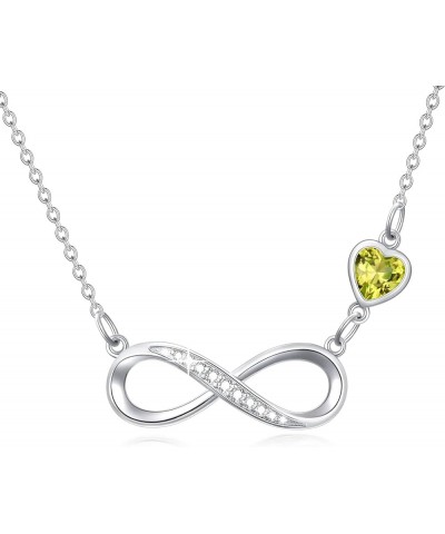 Infinity Love Necklace for Women, 925 Sterling Silver Infinity Necklace wirh Birthstone Jewelry Christmas Birthday Valentines...