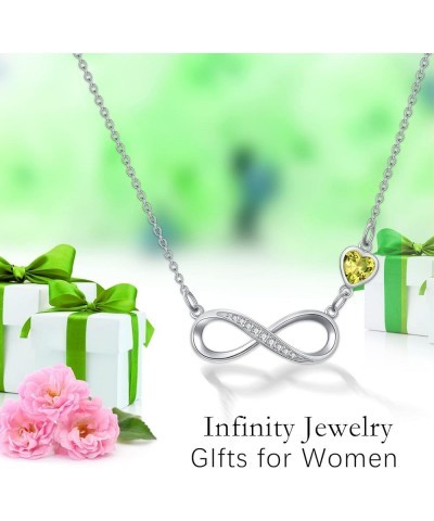 Infinity Love Necklace for Women, 925 Sterling Silver Infinity Necklace wirh Birthstone Jewelry Christmas Birthday Valentines...