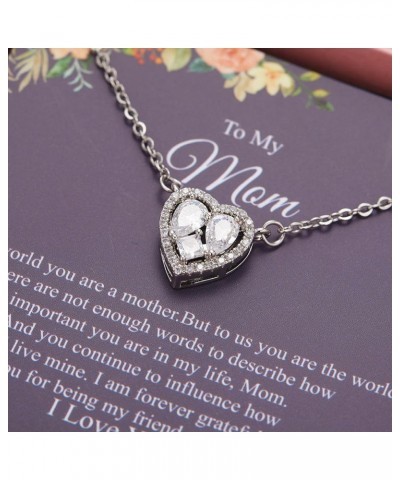 To My Mom Necklace Mother's Day Gift for Mom CZ Love Heart Pendant Necklace Cubic Zircon Jewelry Necklace for Mom Birthday Mo...