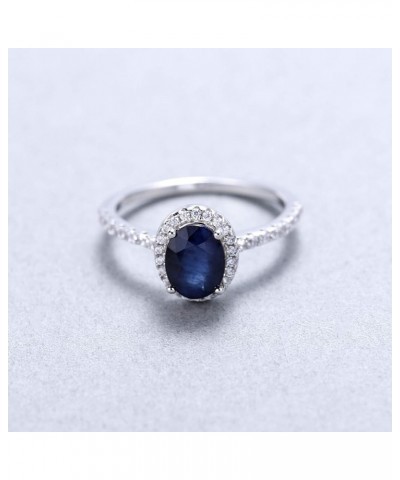 925 Sterling Silver Oval Gemstone Halo Engagement Ring For Women Size 5 to 10 Sapphire $14.20 Rings