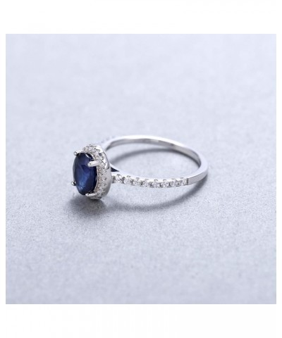 925 Sterling Silver Oval Gemstone Halo Engagement Ring For Women Size 5 to 10 Sapphire $14.20 Rings