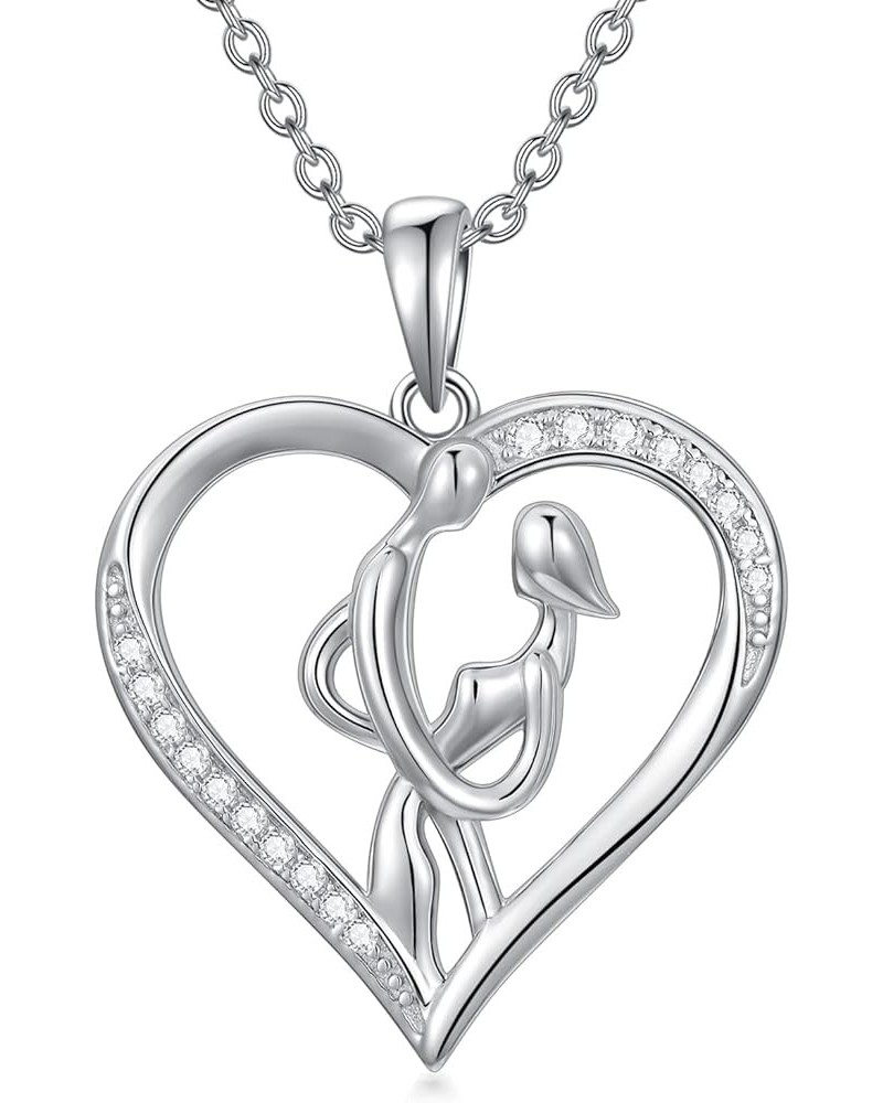 Heart Necklace for Women 925 Sterling Silver Heart Pendant Couples Keepsake Necklace Gift for Women Lovers Hug Necklace $8.39...