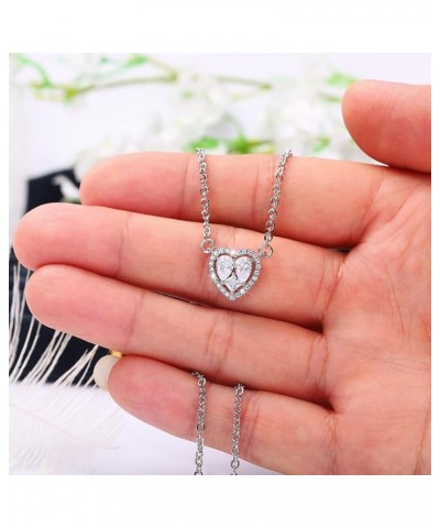 To My Mom Necklace Mother's Day Gift for Mom CZ Love Heart Pendant Necklace Cubic Zircon Jewelry Necklace for Mom Birthday Mo...