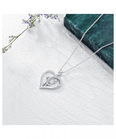 Heart Necklace for Women 925 Sterling Silver Heart Pendant Couples Keepsake Necklace Gift for Women Lovers Hug Necklace $8.39...