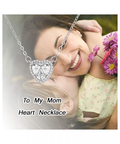 To My Mom Necklace Mother's Day Gift for Mom CZ Love Heart Pendant Necklace Cubic Zircon Jewelry Necklace for Mom Birthday Mo...