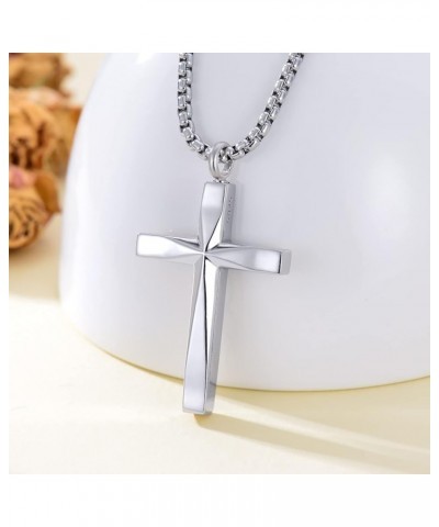 Sterling Silver Cross Urn Necklaces for Men & Women Cremation Memorial Pendant With 20"/22"/24"+2" Chain Exquisite Jewelry(wi...