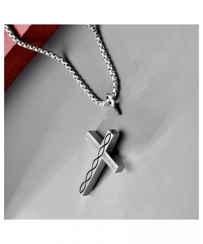 Sterling Silver Cross Urn Necklaces for Men & Women Cremation Memorial Pendant With 20"/22"/24"+2" Chain Exquisite Jewelry(wi...