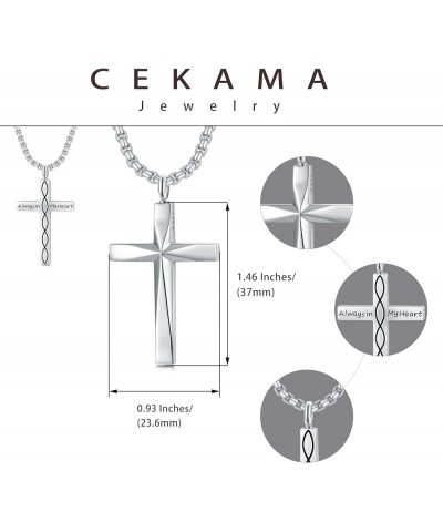 Sterling Silver Cross Urn Necklaces for Men & Women Cremation Memorial Pendant With 20"/22"/24"+2" Chain Exquisite Jewelry(wi...