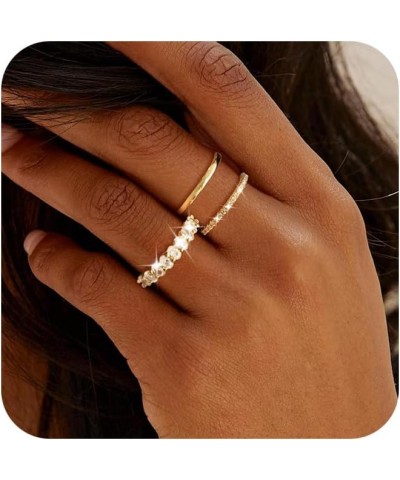 Gold Rings for Women, Dainty Trendy Thin Diamond Stackable Ring Set 14k Gold Plated Cz Finger Non Tarnish Rings for Women Fas...