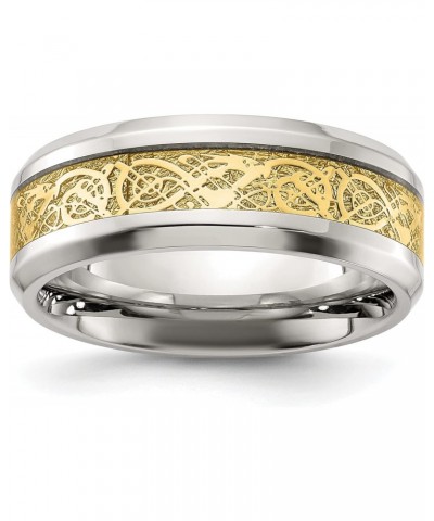 Chisel Stainless Steel Polished with Yellow IP-plated Inlay Design 8mm Band - Ring Size 9.0 $26.39 Rings