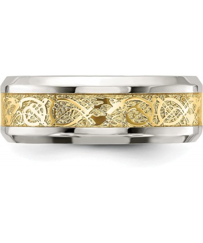 Chisel Stainless Steel Polished with Yellow IP-plated Inlay Design 8mm Band - Ring Size 9.0 $26.39 Rings