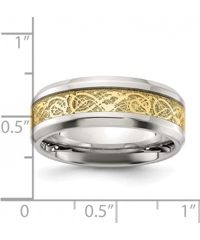 Chisel Stainless Steel Polished with Yellow IP-plated Inlay Design 8mm Band - Ring Size 9.0 $26.39 Rings