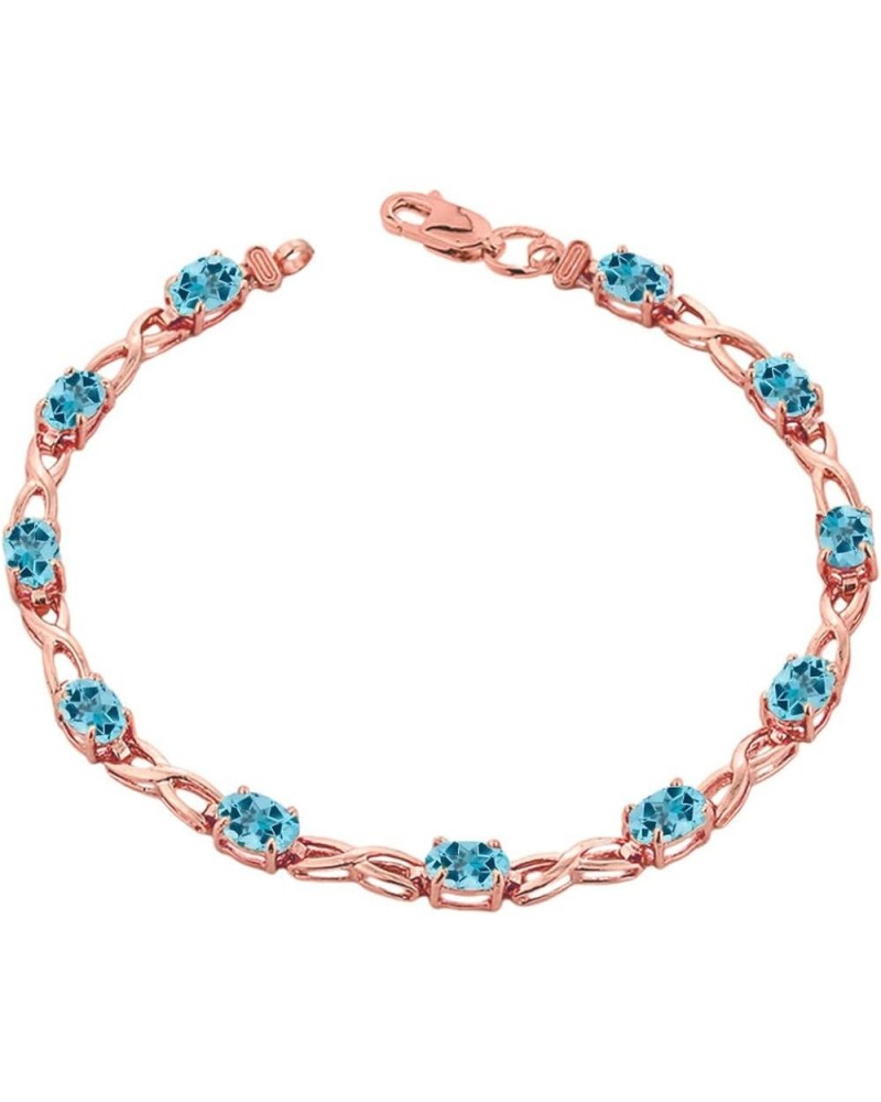 Elegant 14k Rose Gold Personalized Genuine Birthstone Infinity Bracelet 6.5 Inches Blue Topaz $168.09 Bracelets