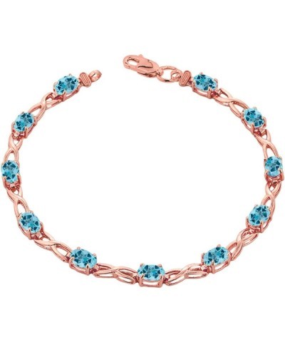 Elegant 14k Rose Gold Personalized Genuine Birthstone Infinity Bracelet 6.5 Inches Blue Topaz $168.09 Bracelets