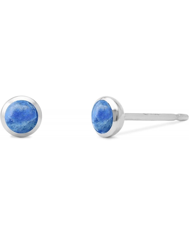 Jewelry Sterling Silver Mini Circle Stud Earrings Synthetic Lapis $12.96 Earrings