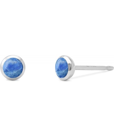 Jewelry Sterling Silver Mini Circle Stud Earrings Synthetic Lapis $12.96 Earrings