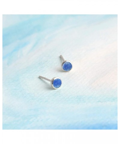 Jewelry Sterling Silver Mini Circle Stud Earrings Synthetic Lapis $12.96 Earrings