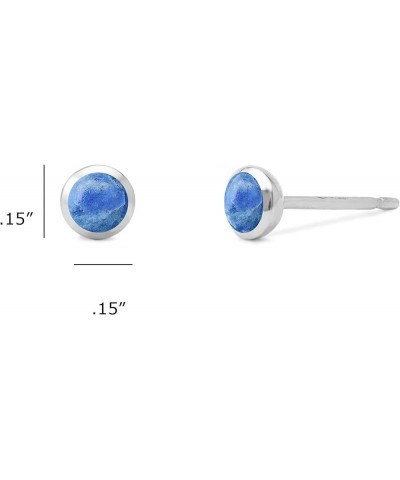 Jewelry Sterling Silver Mini Circle Stud Earrings Synthetic Lapis $12.96 Earrings