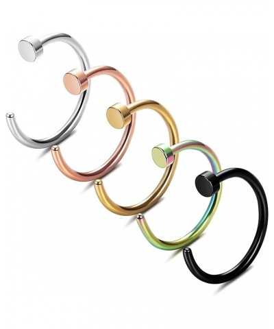 18G 20G 5 Pcs a Set 316L Stainless Steel Nose Rings Hoop Nose Piercing Body Jewelry 18G:8mm $6.50 Body Jewelry