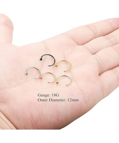 18G 20G 5 Pcs a Set 316L Stainless Steel Nose Rings Hoop Nose Piercing Body Jewelry 18G:8mm $6.50 Body Jewelry