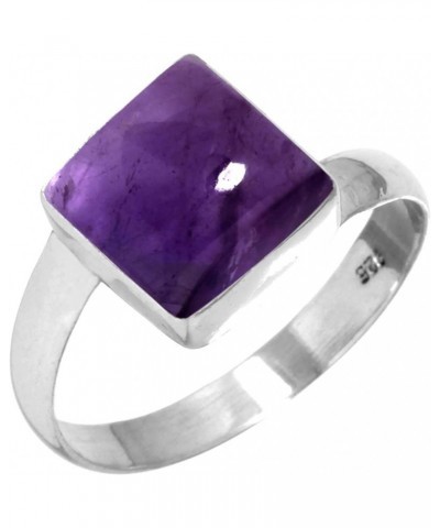 925 Sterling Silver Handmade Ring for Women 10x10 Square Gemstone Fashion Jewelry for Gift (99148_R) Amethyst $15.40 Rings