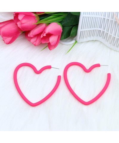 Rhinestone Heart Earrings for Women Gold Heart Hoop Earrings Dangling Pink Heart Earrings Barbed Wire Heart Earrings Valentin...