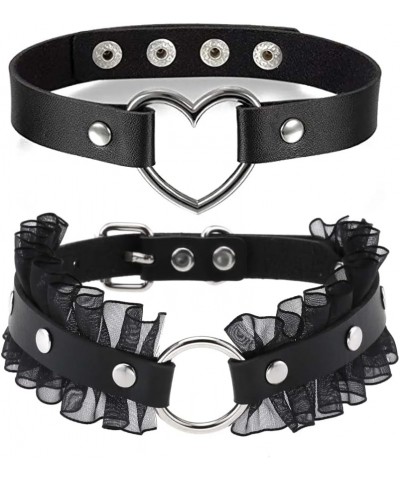 Adjustable Black Fashion Women Men Girls Boy Cool Punk Goth Leather Collar Choker Necklace 2 Black $10.44 Necklaces