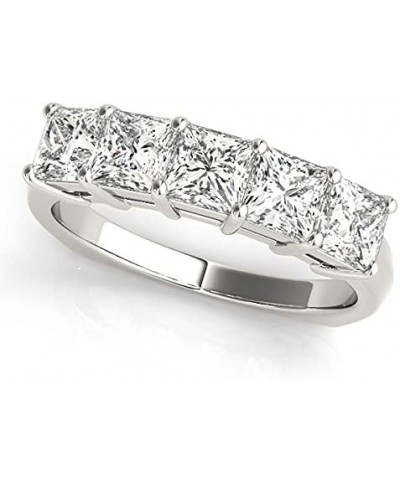 1 Carat (ctw) Gold Princess Cut 5 Stone Ring Diamond Wedding Band Value Collection (H-I Color SI1-SI2 Clarity) 9 White Gold $...