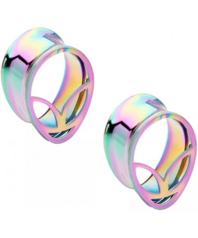 Rainbow PVD Plated 316L Stainless Steel Alien Face Shaped Double Flared Tunnel Plugs, Sold as a Pair 11mm (7/16") $9.61 Body ...